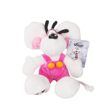 Diddl Plüsch-Schlüsselanhänger in rosa Latzhose, sitzend