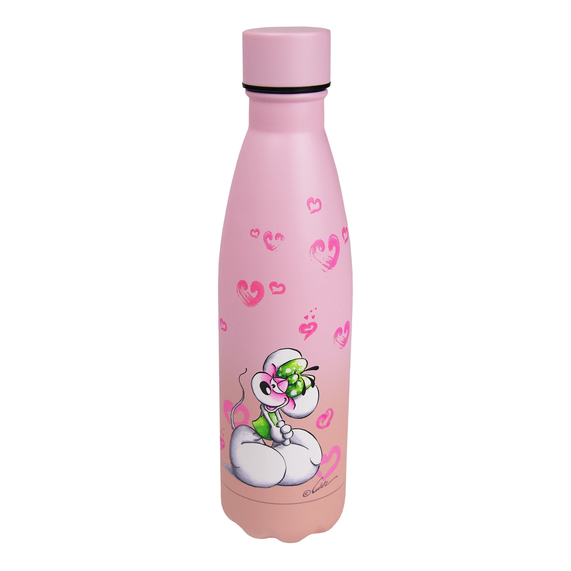 Diddl Thermo-Trinkflasche in rosa mit Herzen