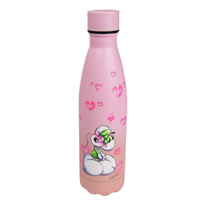 Diddl Thermo-Trinkflasche in rosa mit Herzen