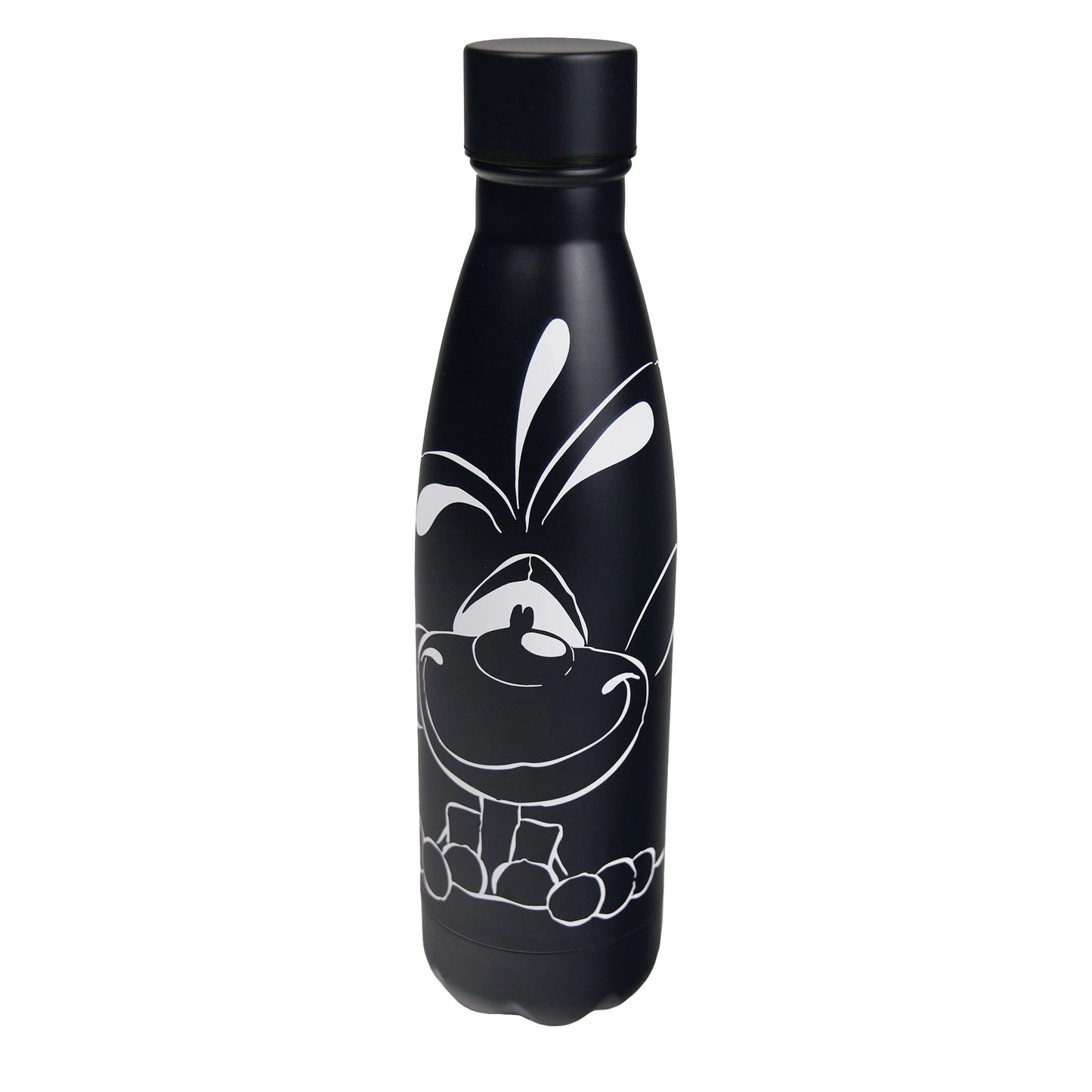 Diddl Thermo-Trinkflasche in schwarz mit weißem Diddl-Motiv