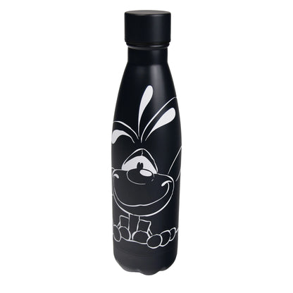 Diddl Thermo-Trinkflasche in schwarz mit weißem Diddl-Motiv