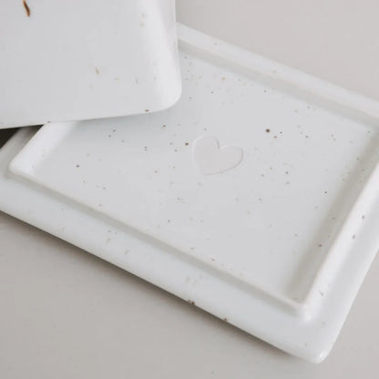 Butterdose "Herz" aus Porzellan Detail