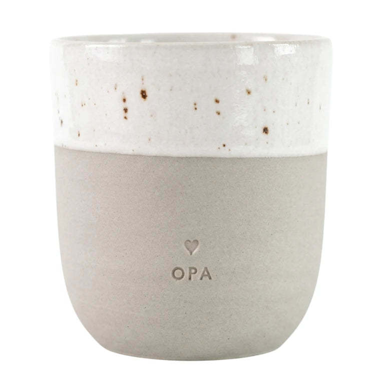 Handgefertigter Becher "Opa" aus Steingut