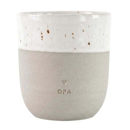 Handgefertigter Becher "Opa" aus Steingut