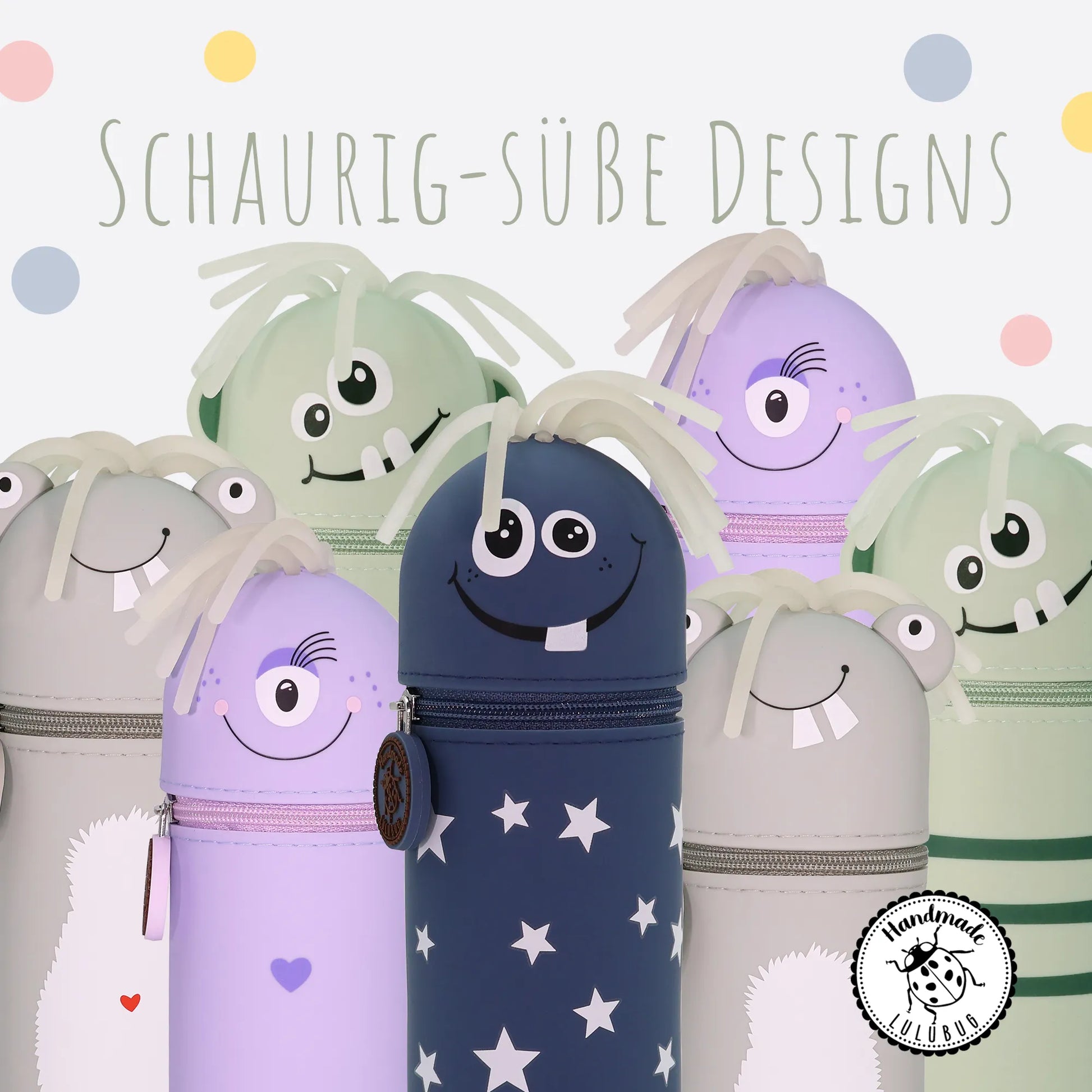 Federmäppchen aus Silikon lustige Monster verschiedene Designs