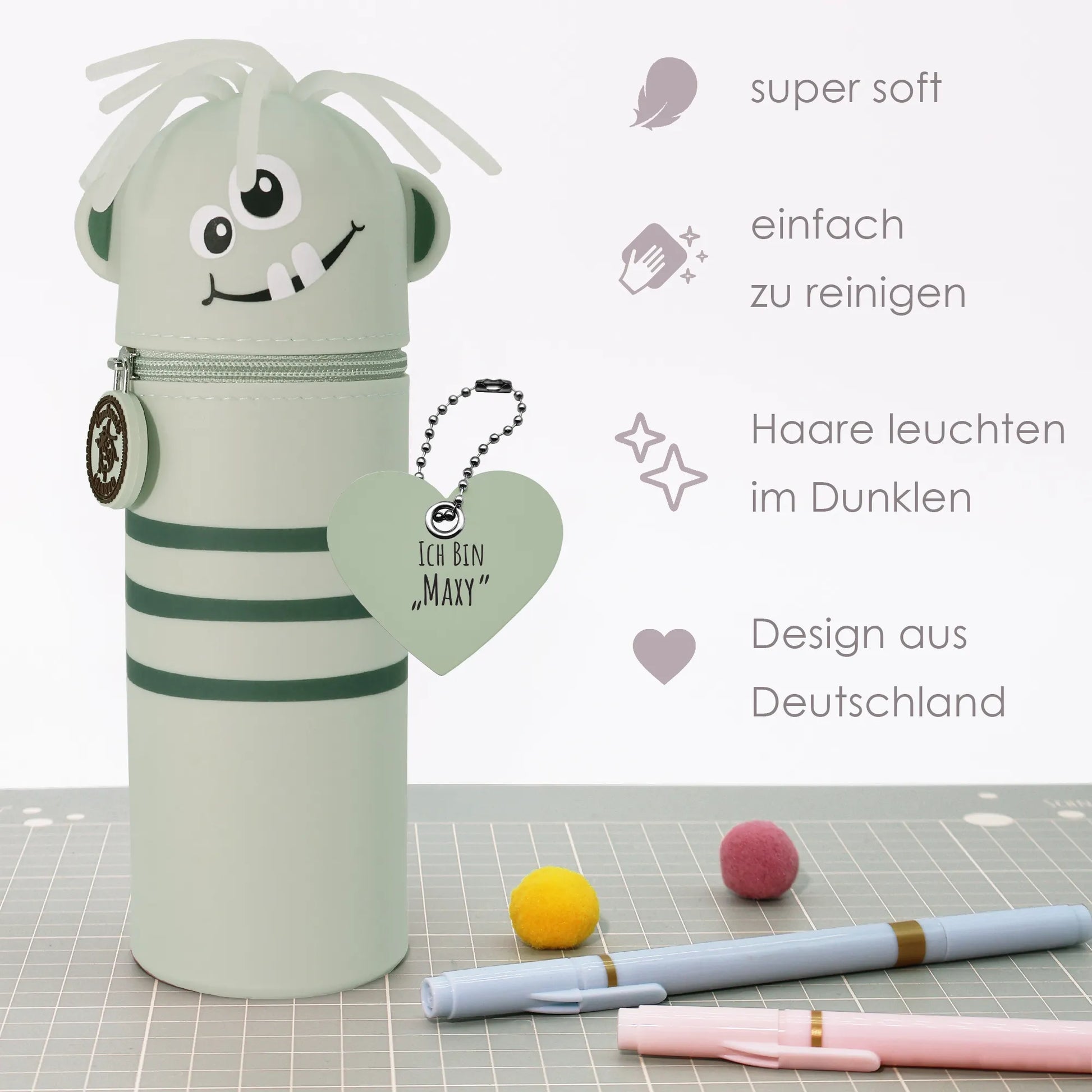 Federmäppchen aus Silikon „Monster Maxy“ Eigenschaften