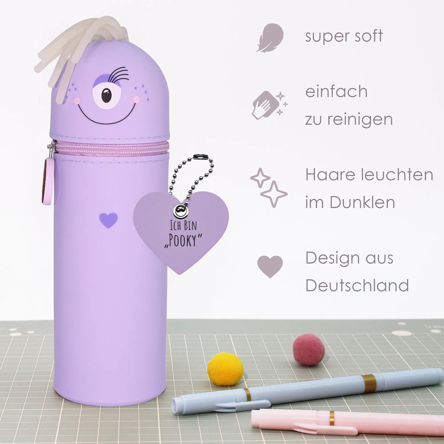 Federmäppchen aus Silikon „Monster Pooky“ Details