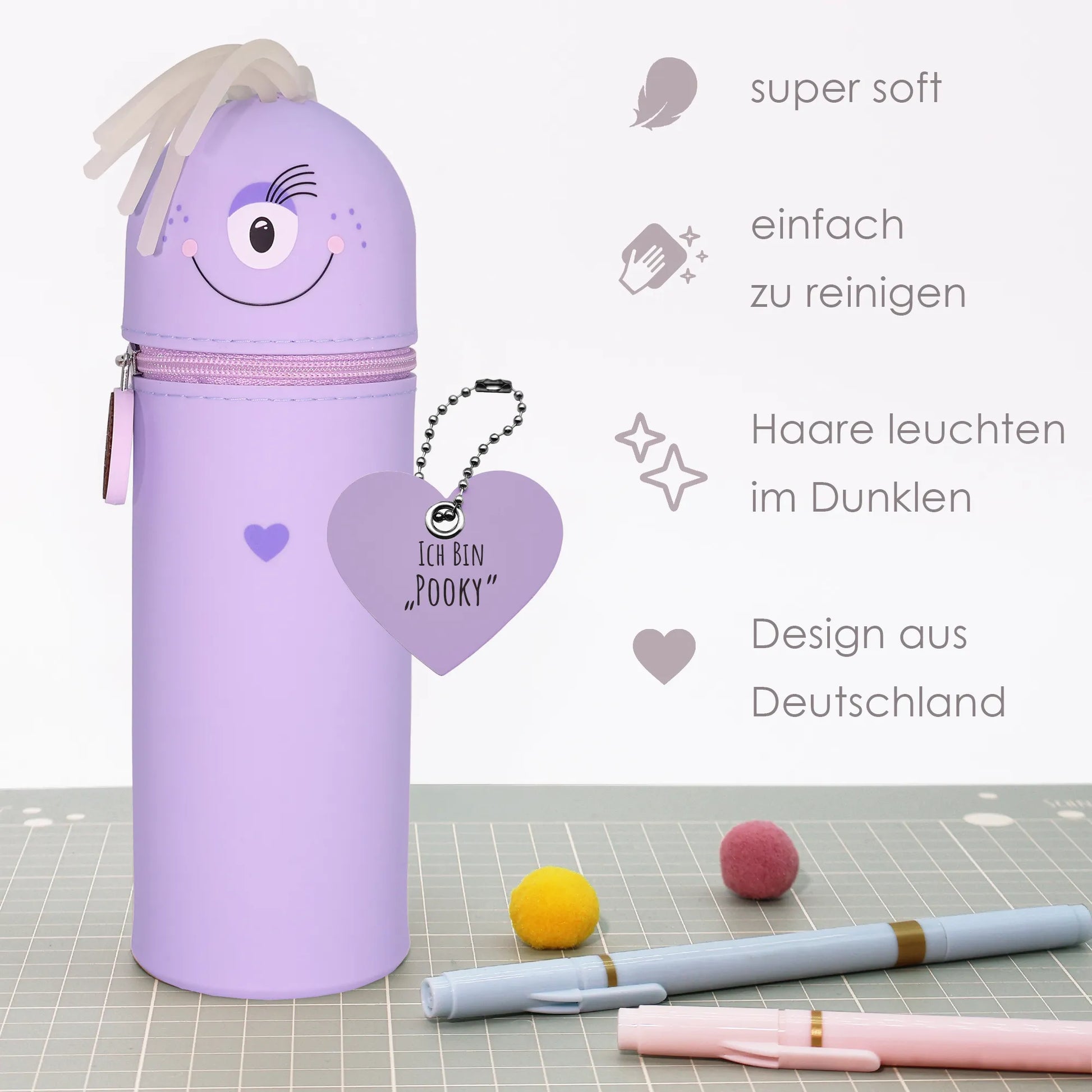 Federmäppchen aus Silikon „Monster Pooky“ Details