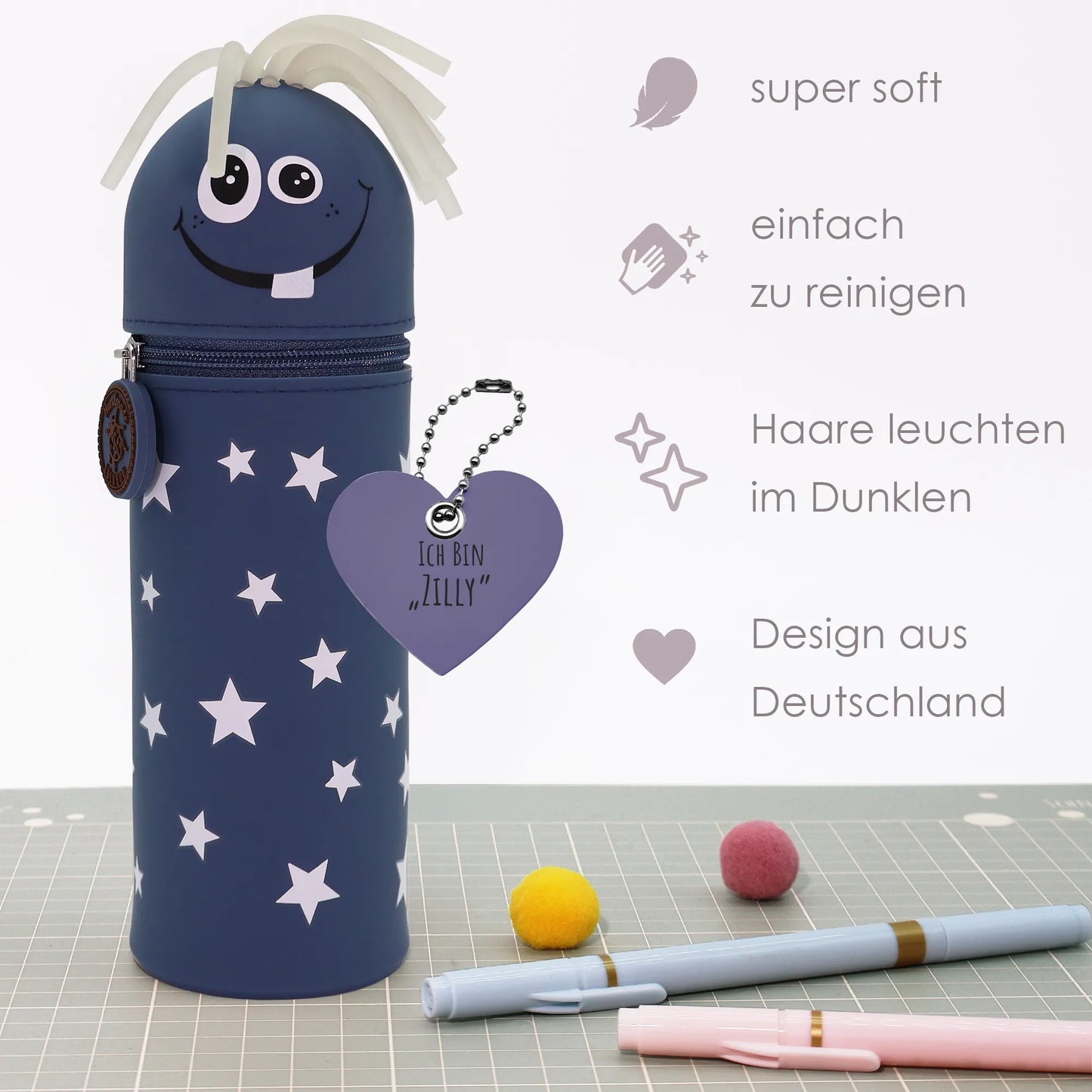 Federmäppchen aus Silikon „Monster Zilly“ Eigenschaften