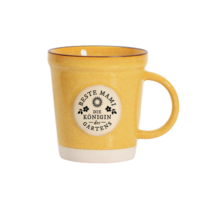 Becher im Pflanztopf-Design „Beste Mami" – aus Steinzeug mit Henkel