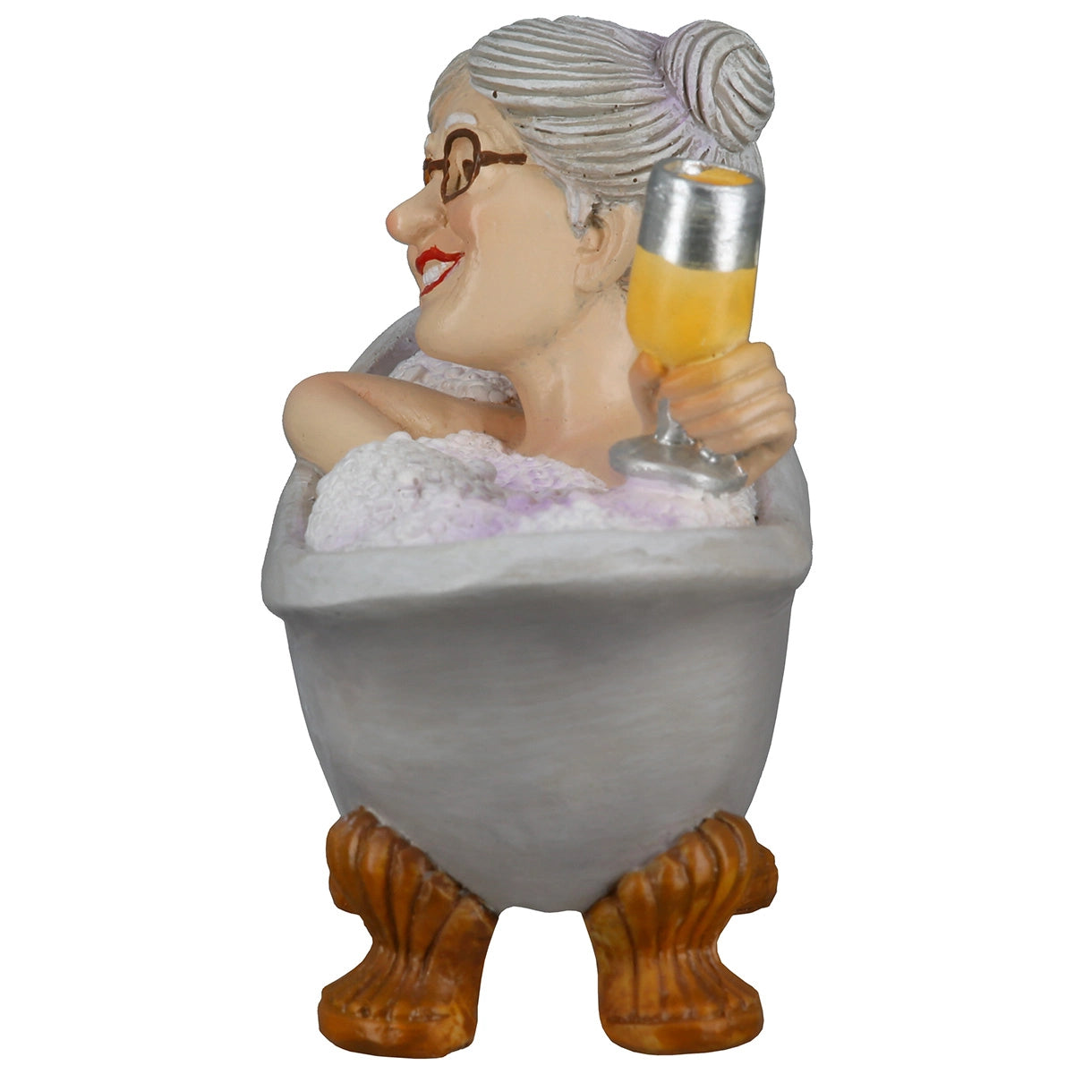 Figur Frau „Rente“ mit Schriftzug und Badewanne