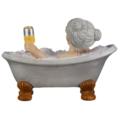 Figur Frau „Rente“ mit Schriftzug und Badewanne