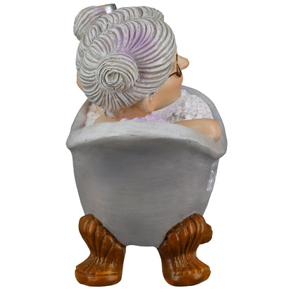 Figur Frau „Rente“ mit Schriftzug und Badewanne