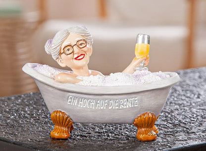 Figur Frau „Rente“ mit Schriftzug und Badewanne Mood