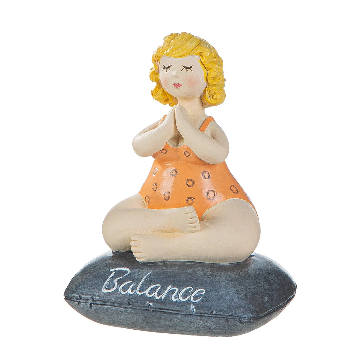 Figur Frau „Wohlfühlmomente“ mit Schriftzug Balance in Yoga-Pose