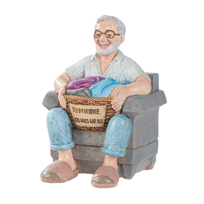 Figur Mann „Rente“ mit Schriftzug "Ich bin in Rente, ich muss gar nix"