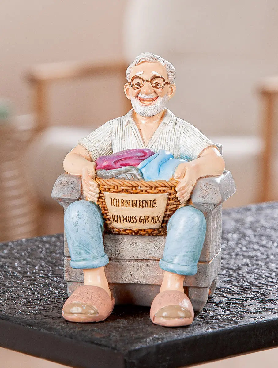 Figur Mann „Rente“ mit Schriftzug "Ich bin in Rente, ich muss gar nix" Mood