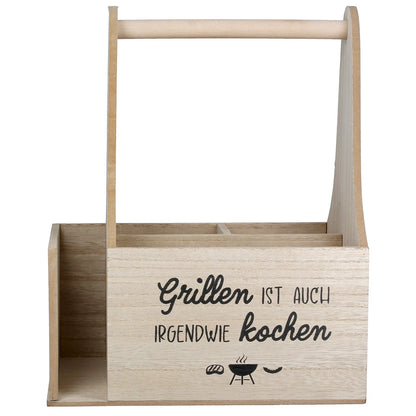Saucenträger „Grillen“ mit Grillmotiv und Spruch