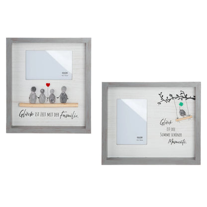 Steinbild Fotorahmen „Glücksmomente“ mit Spruch