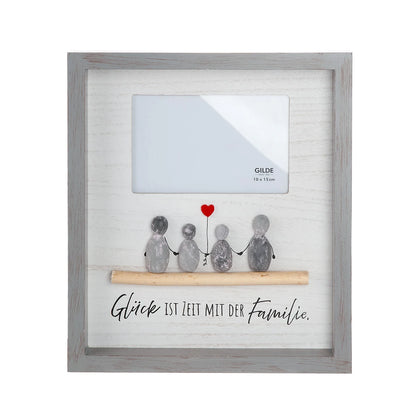 Steinbild Fotorahmen „Glücksmomente“ mit Spruch zum Glück und Familie