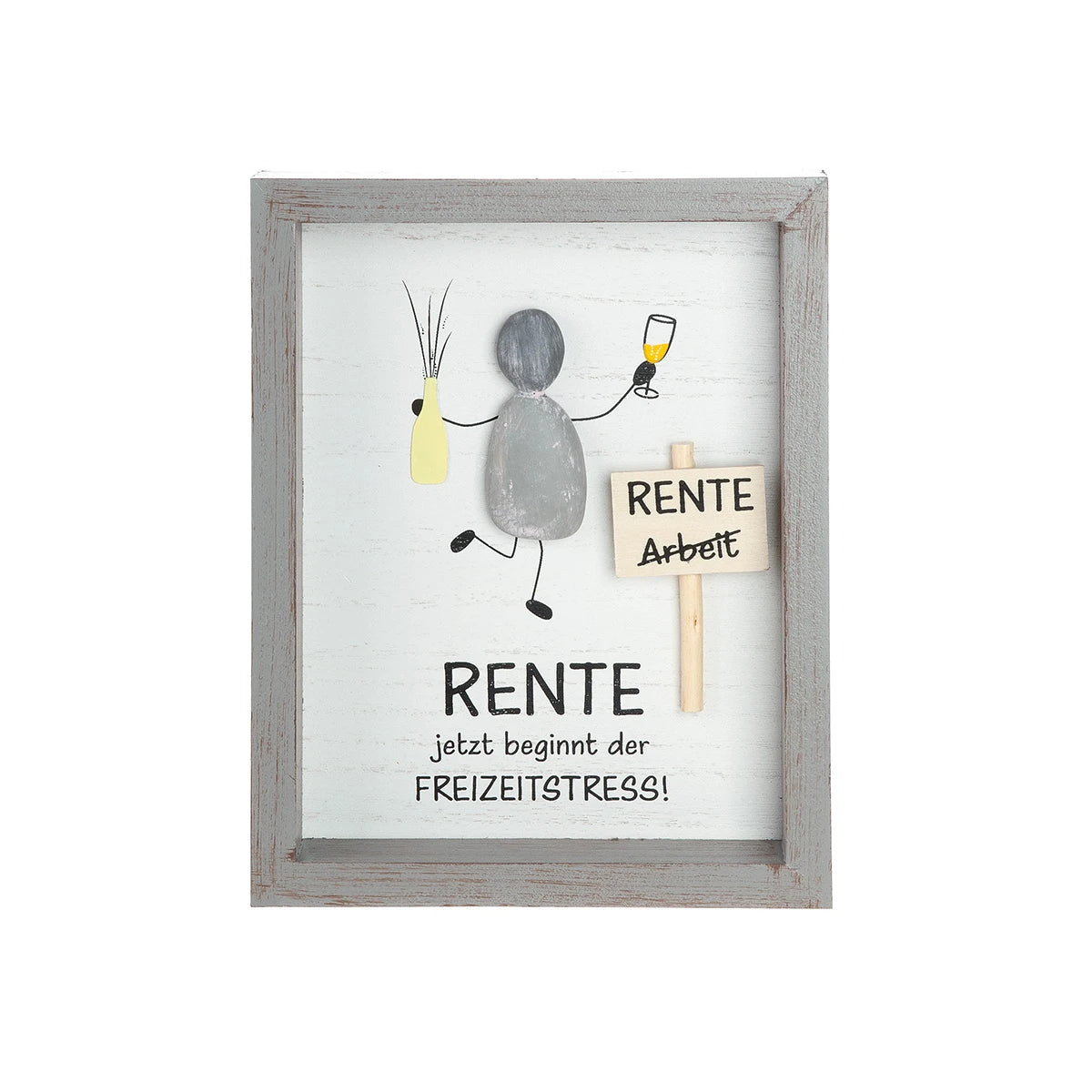 Steinbild „Rente“ mit Spruch