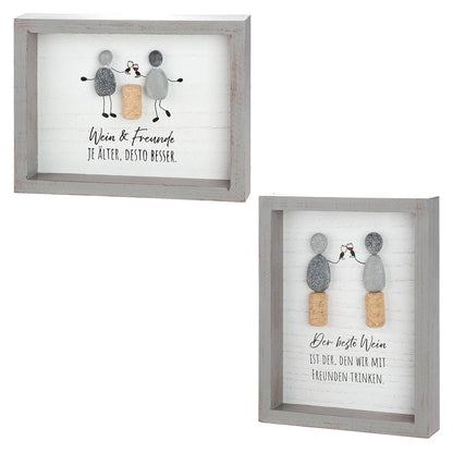 Steinbild „Wein & Freunde“ mit Spruch