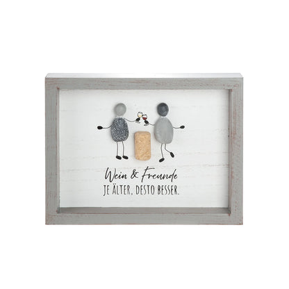 Steinbild „Wein & Freunde“ mit Spruch