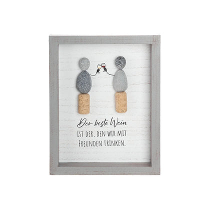 Steinbild „Wein & Freunde“ mit Spruch