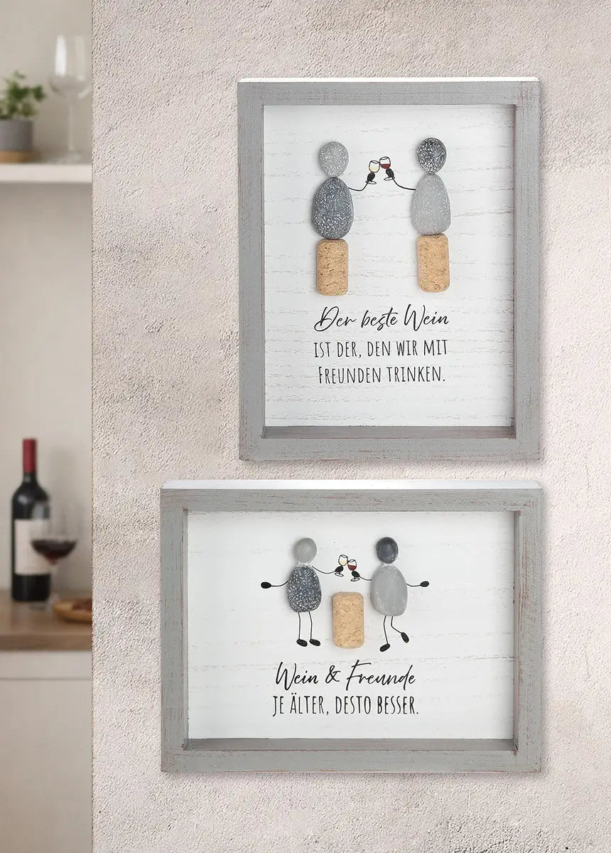 Steinbild „Wein & Freunde“ mit Spruch