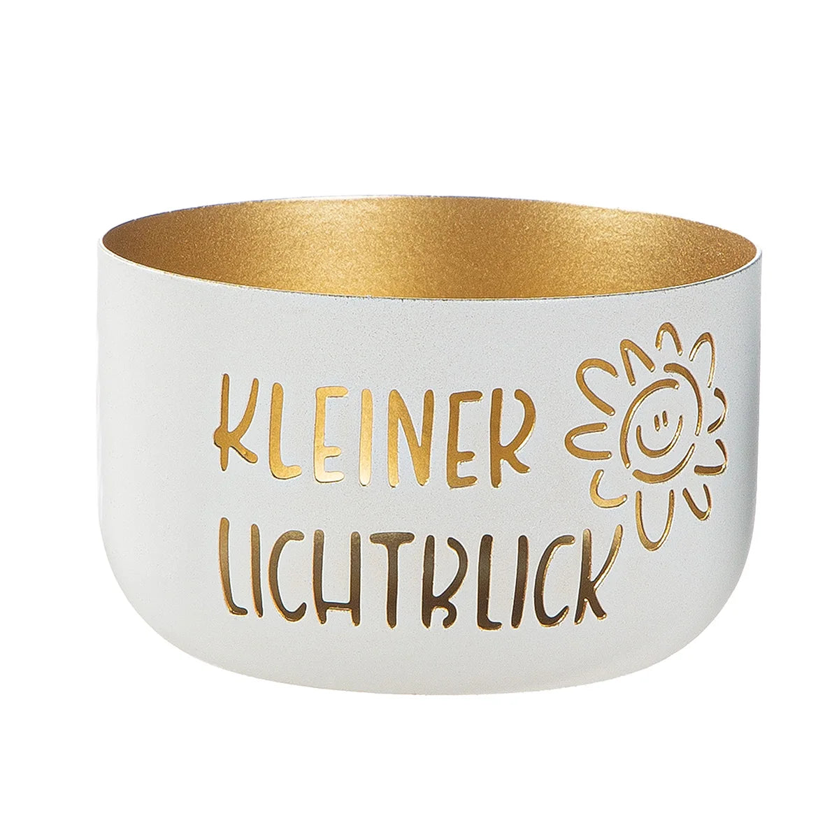 Teelichtleuchter „Kleiner Lichtblick“ aus Metall Creme