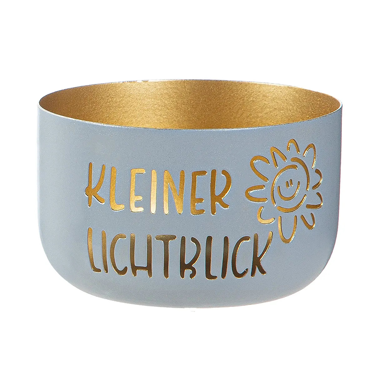 Teelichtleuchter „Kleiner Lichtblick“ aus Metall Grau