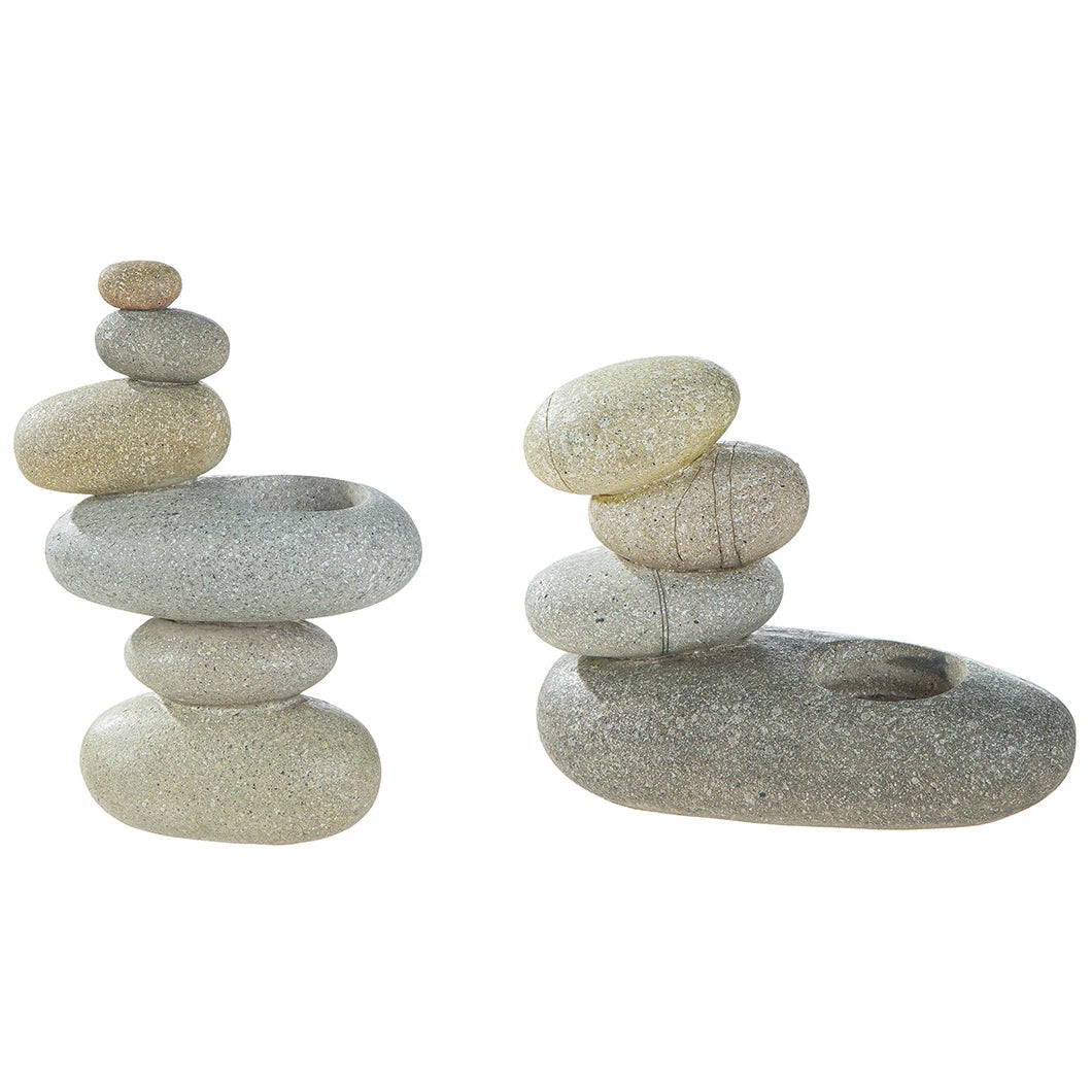 Teelichtleuchter „Zen-Steine“ aus Kunstharz