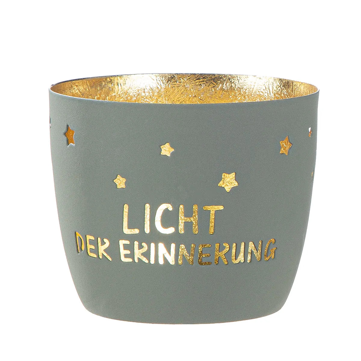 Windlicht "Licht der Erinnerung" aus Metall Grau/Gold