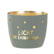 Windlicht "Licht der Erinnerung" aus Metall Grau/Gold