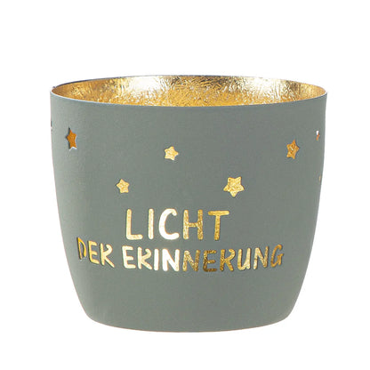 Windlicht "Licht der Erinnerung" aus Metall Grau/Gold
