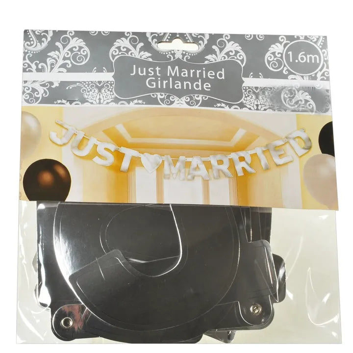 Just Married Girlande in Silber