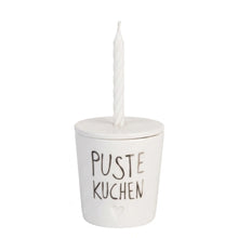Geburtstagsbecher "Pustekuchen" aus Porzellan