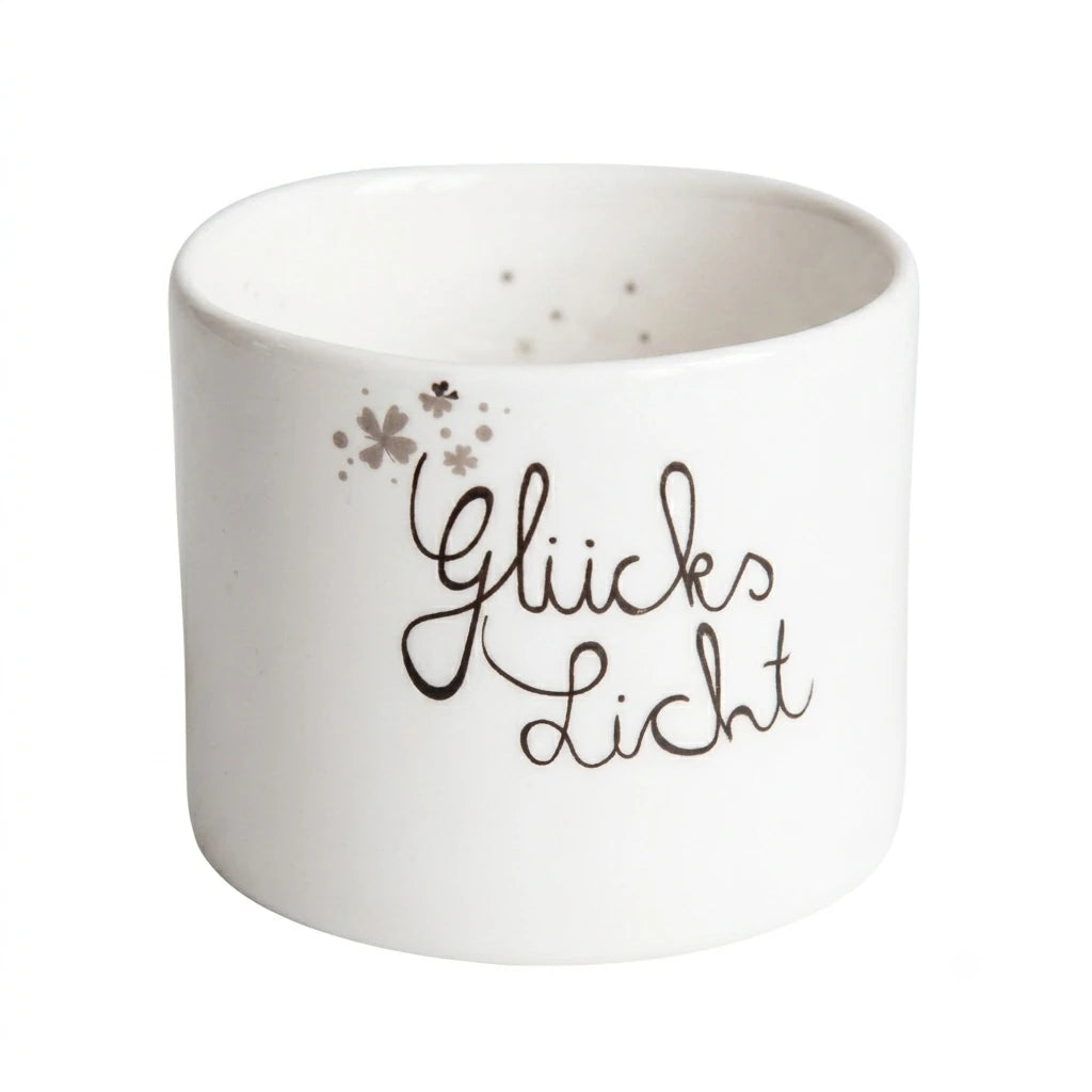 Wunschlicht "Glücks Licht" Teelichthalter aus Porzellan