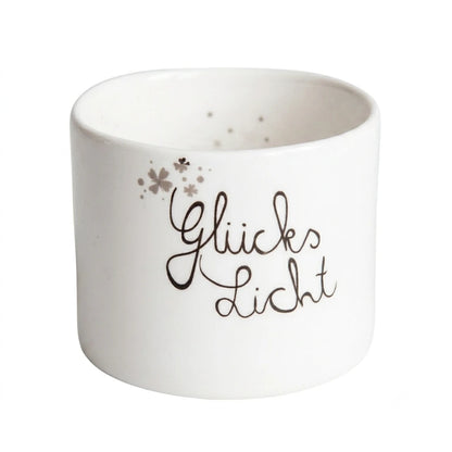 Wunschlicht "Glücks Licht" Teelichthalter aus Porzellan