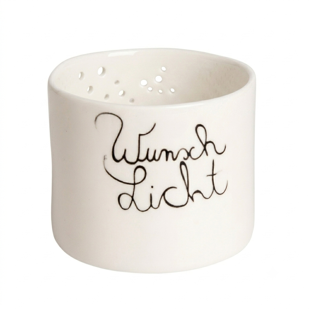 Wunschlicht "Wunsch Licht" Teelichthalter aus Porzellan