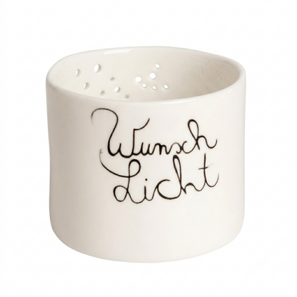 Wunschlicht "Wunsch Licht" Teelichthalter aus Porzellan