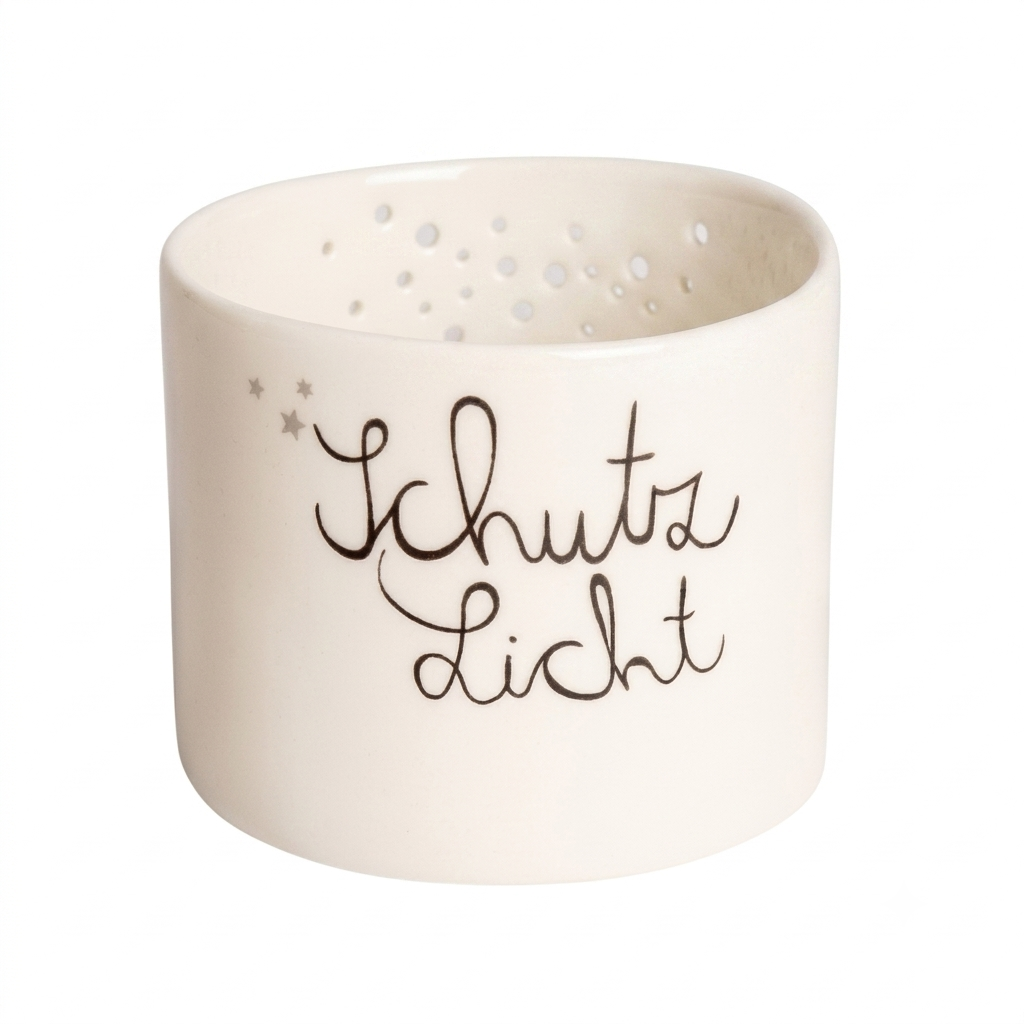 Wunschlicht "Schutz Licht" Teelichthalter aus Porzellan