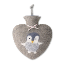 Herzwärmflasche "Pinguin" aus Merinowolle, 0,7l