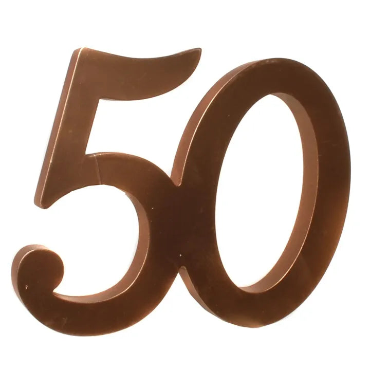 Holz-Zahl "50", 16 cm, gold