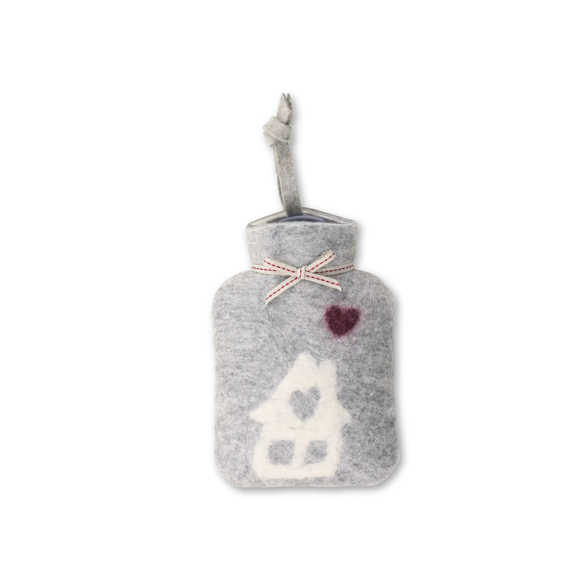 Miniwärmflasche "Haus" aus Merinowolle, 0,2l