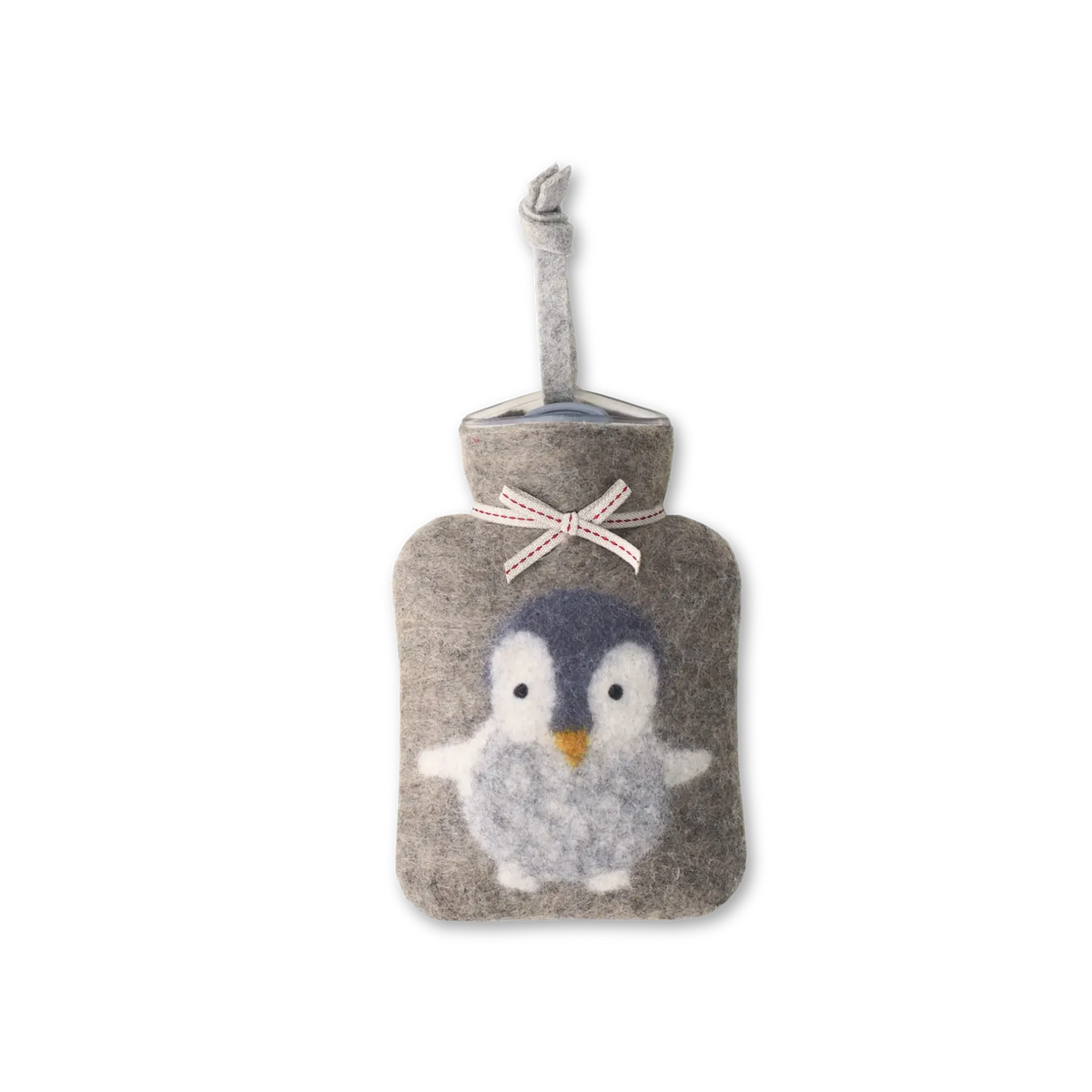 Miniwärmflasche "Pinguin" aus Merinowolle, 0,2l