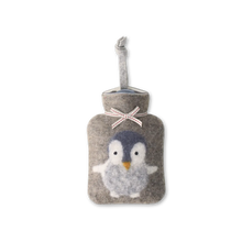 Miniwärmflasche "Pinguin" aus Merinowolle, 0,2l