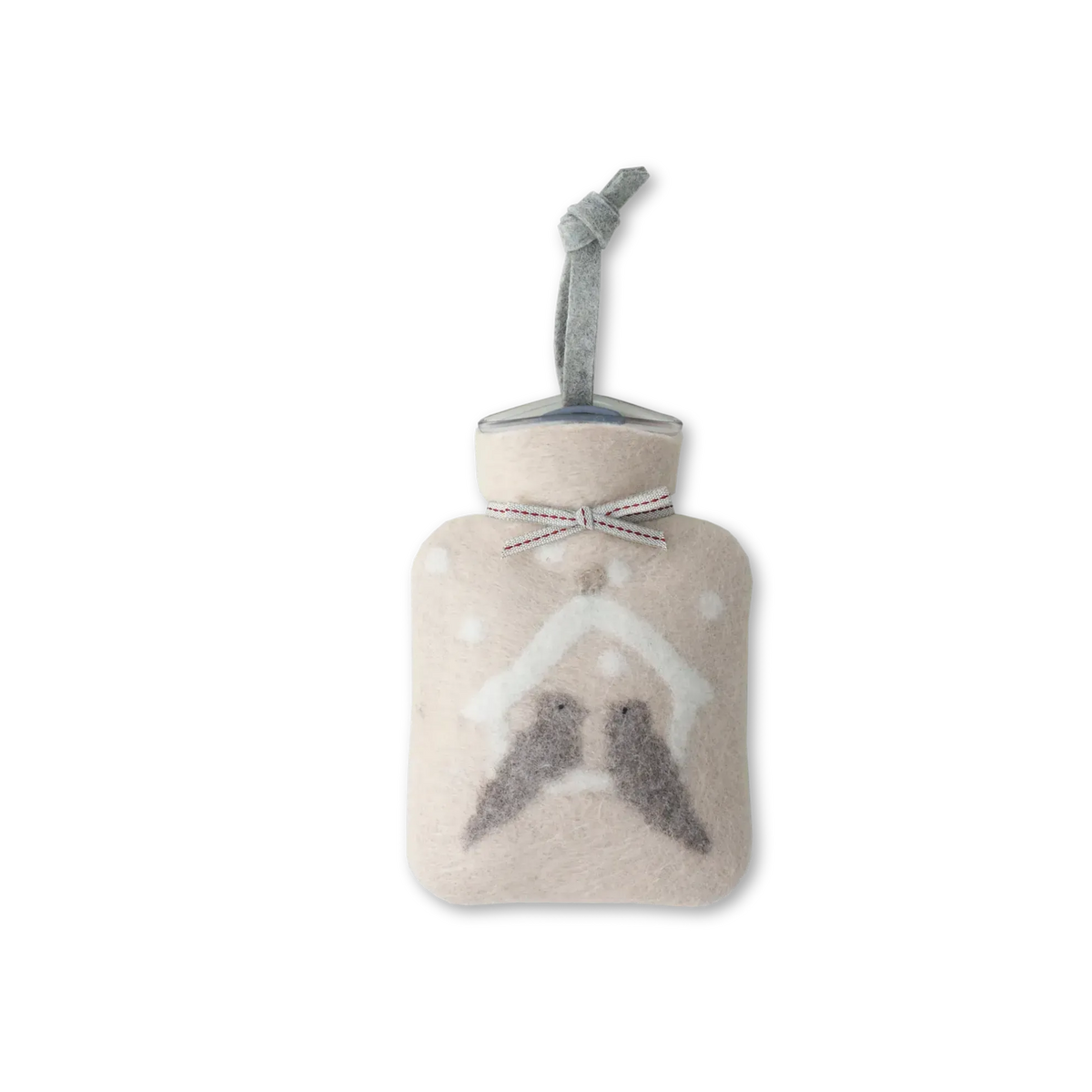 Miniwärmflasche "Vogelhaus" aus Merinowolle, 0,2l