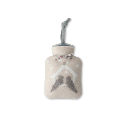Miniwärmflasche "Vogelhaus" aus Merinowolle, 0,2l