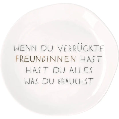 Kleiner Teller "Verrückte Freundinnen" aus Porzellan